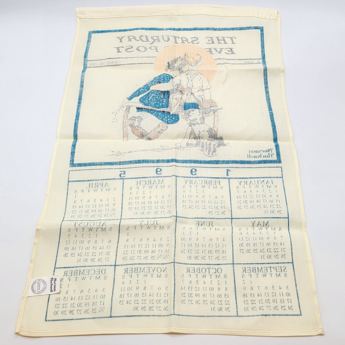 Norman Rockwell 1995 Saturday Evening Post Calendar Tea Towel