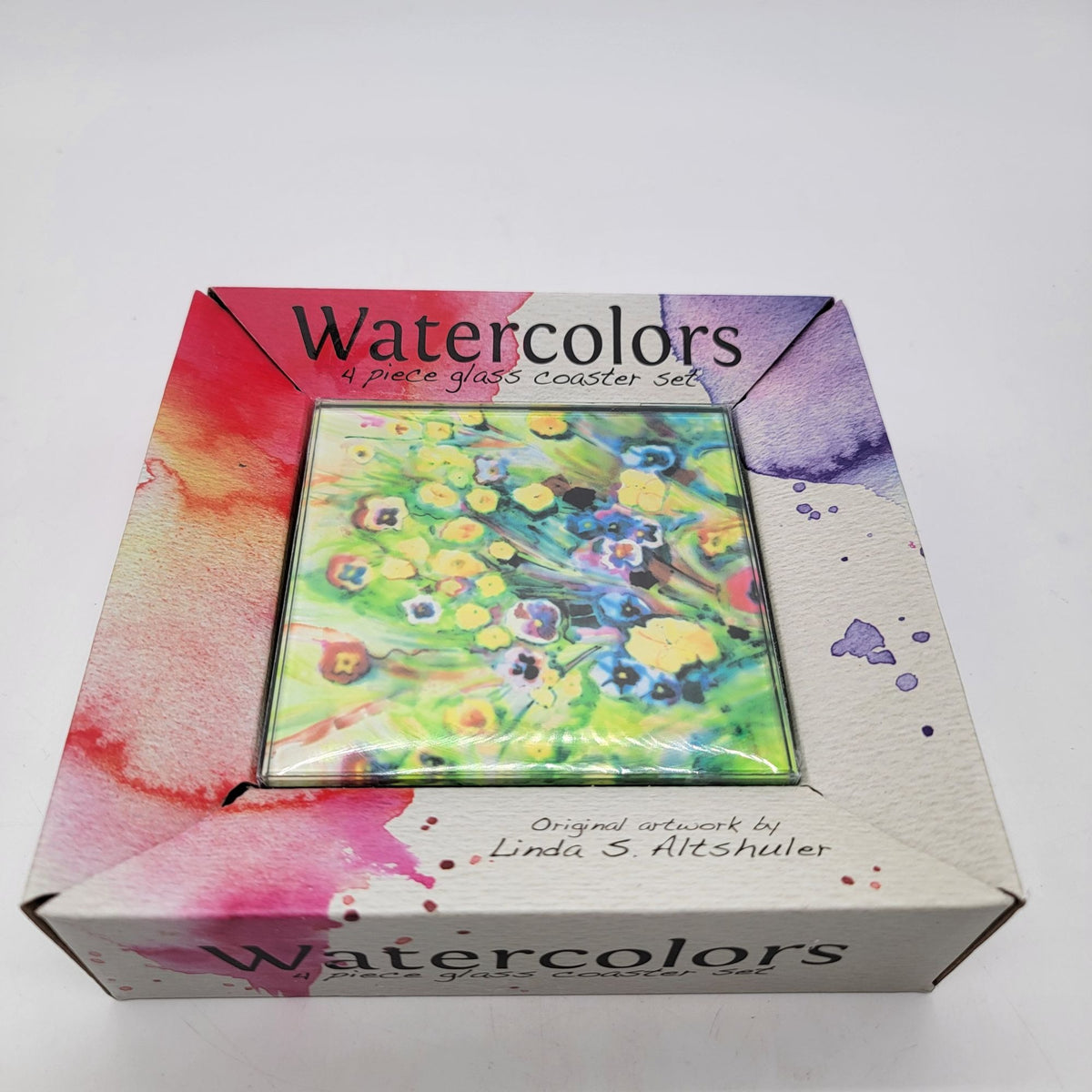 Watercolors Glass Coaster Set Of 4 By Linda S. Altshuler