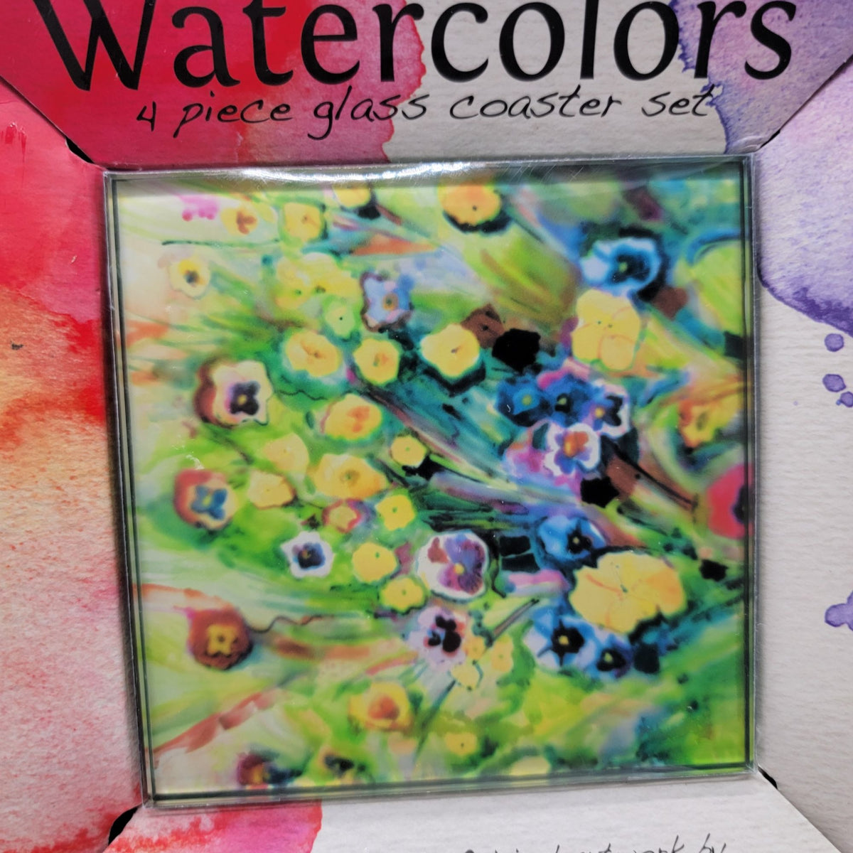 Watercolors Glass Coaster Set Of 4 By Linda S. Altshuler