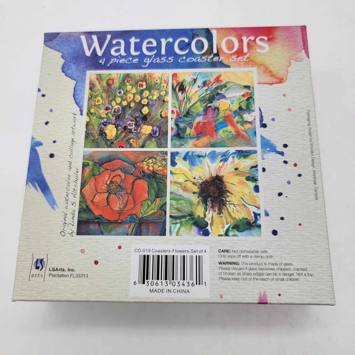 Watercolors Glass Coaster Set Of 4 By Linda S. Altshuler