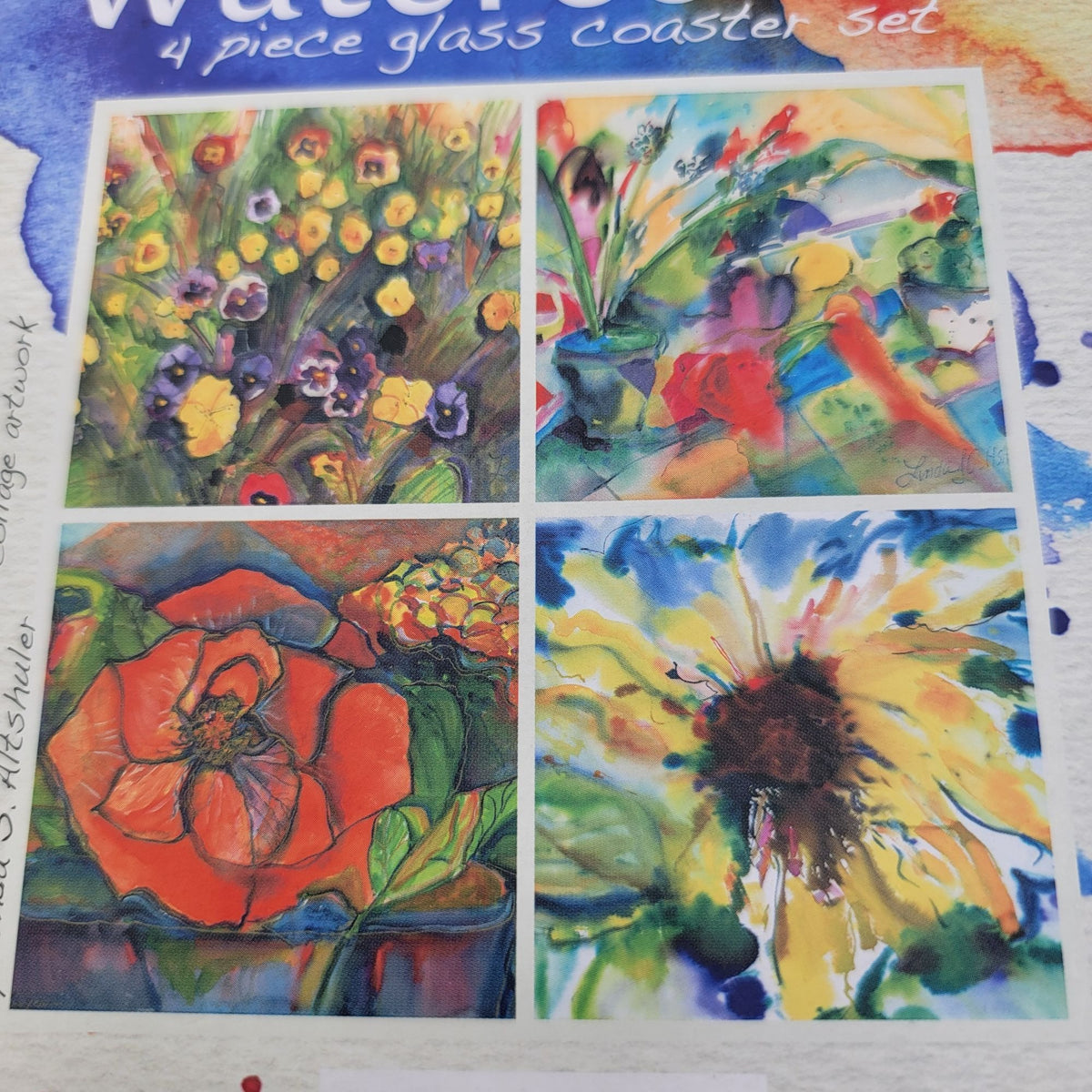 Watercolors Glass Coaster Set Of 4 By Linda S. Altshuler