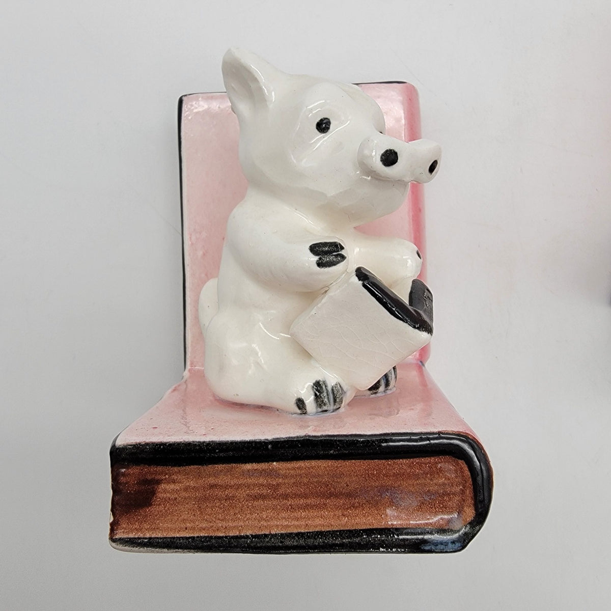 Vintage White Terrier Dogs Reading Books Bookends Made in Japan