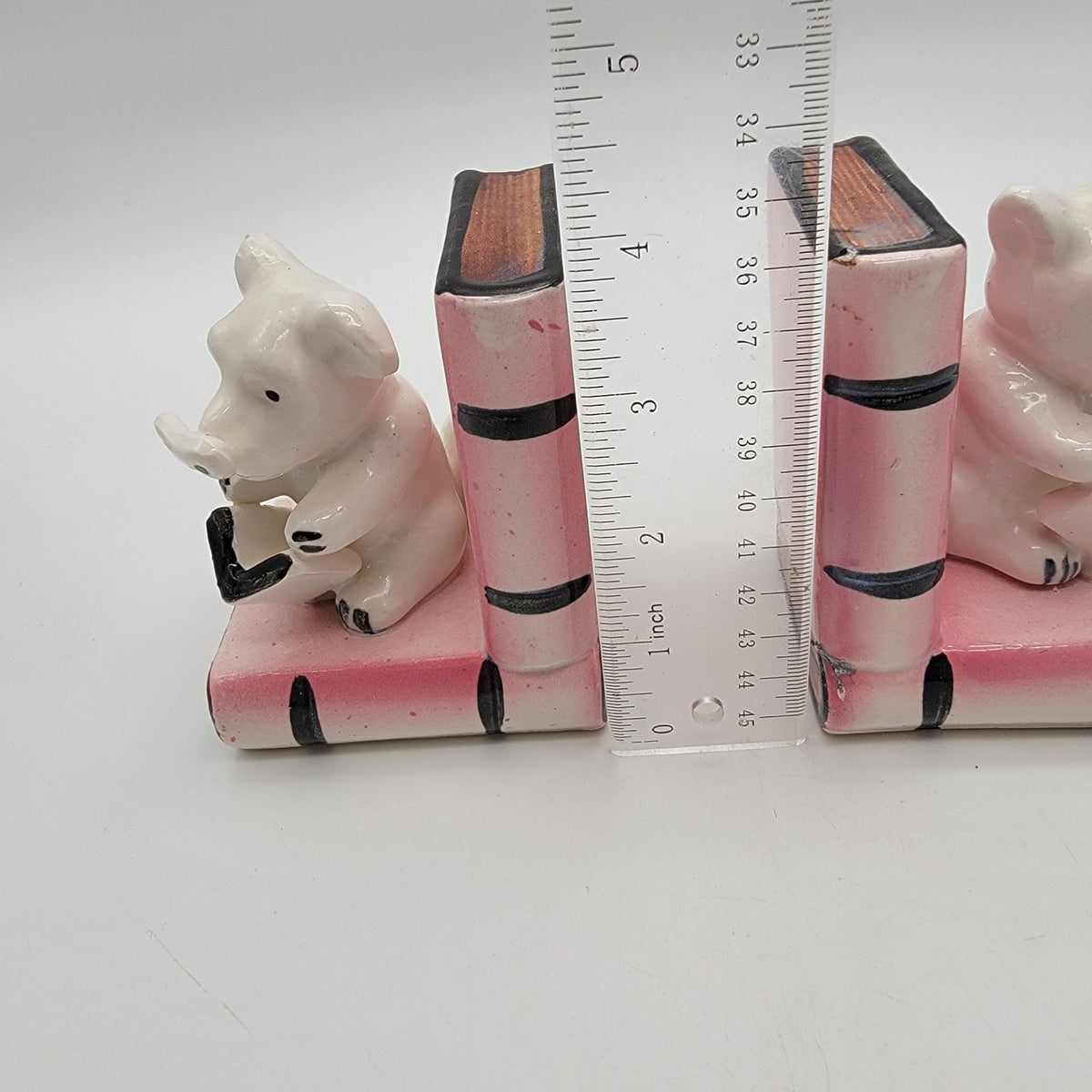 Vintage White Terrier Dogs Reading Books Bookends Made in Japan