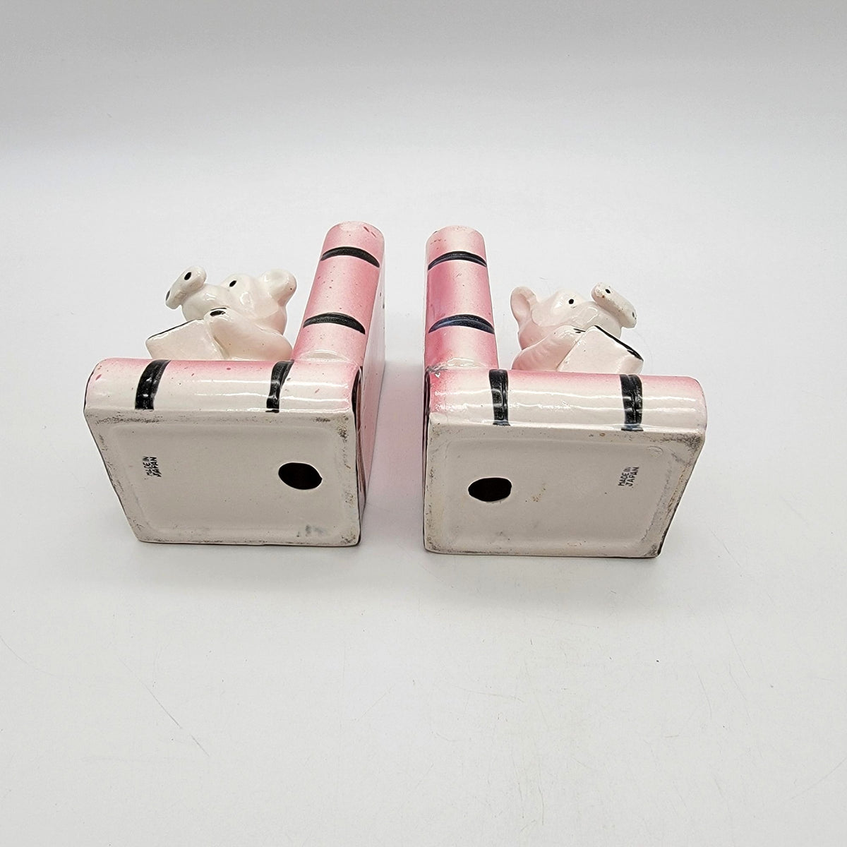 Vintage White Terrier Dogs Reading Books Bookends Made in Japan