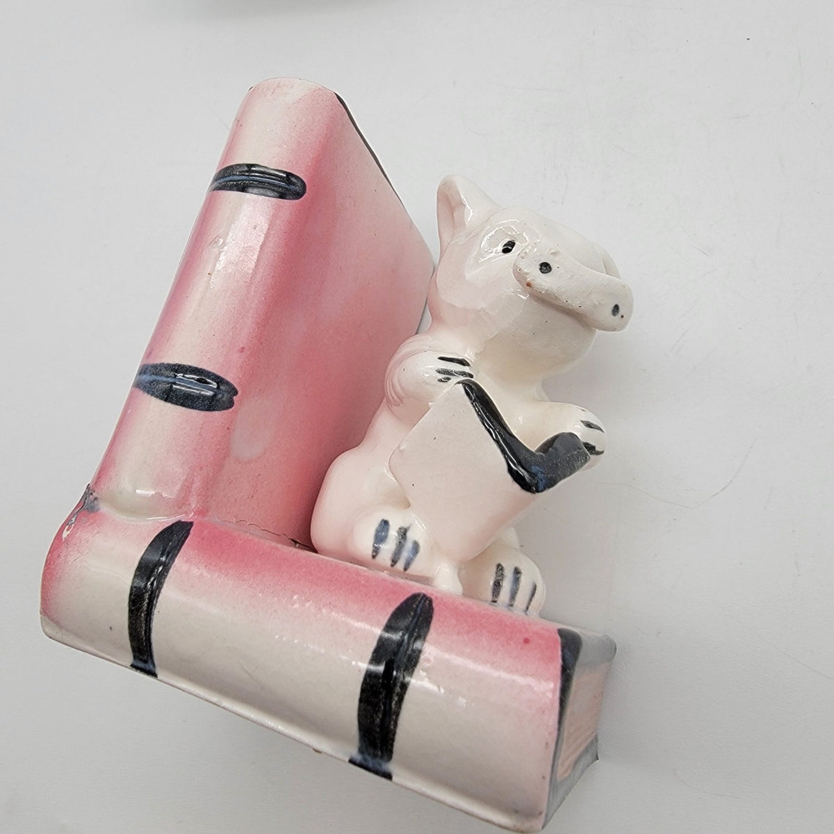 Vintage White Terrier Dogs Reading Books Bookends Made in Japan