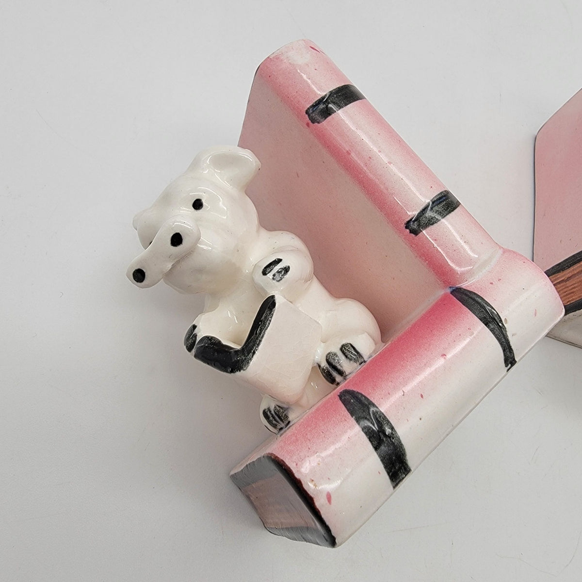 Vintage White Terrier Dogs Reading Books Bookends Made in Japan