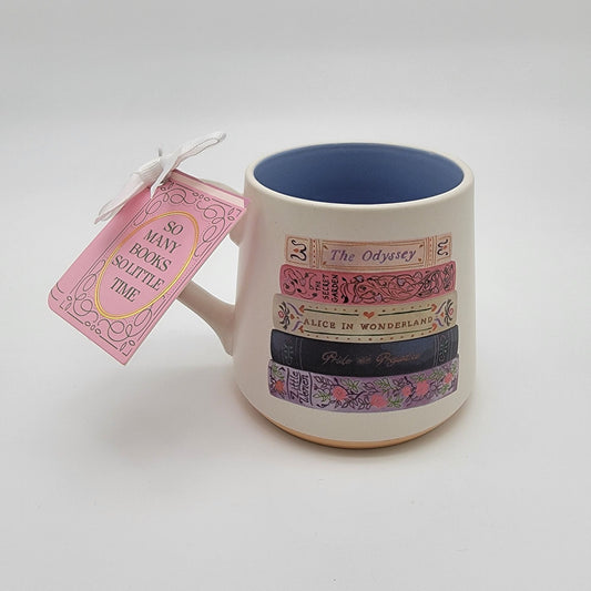 Sunday Morning Pottery "So Many Books So Little Time" Coffee Tea Mug - NEW