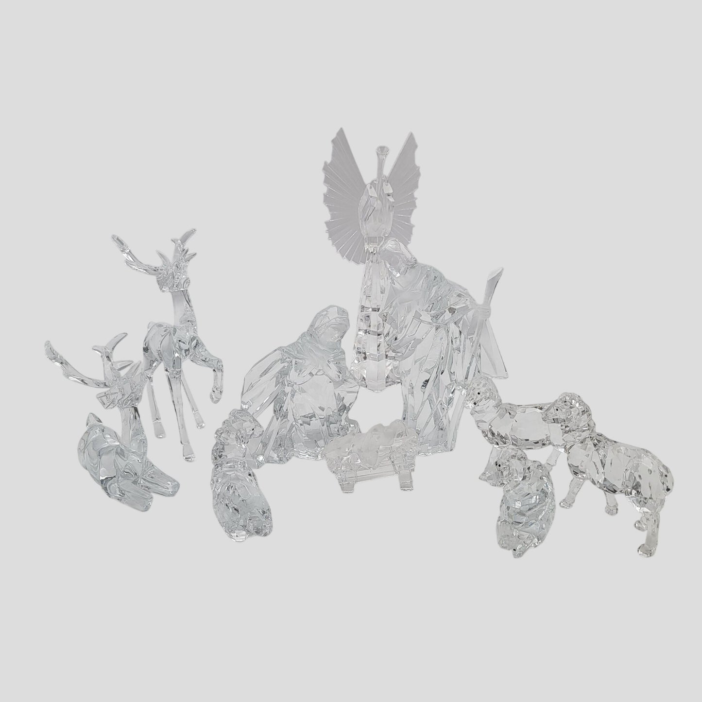 Roman Inc Faceted Acrylic Nativity Scene with Deer Set Of 9