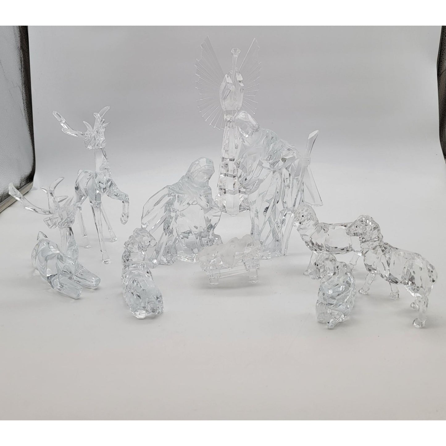 Roman Inc Faceted Acrylic Nativity Scene with Deer Set Of 9