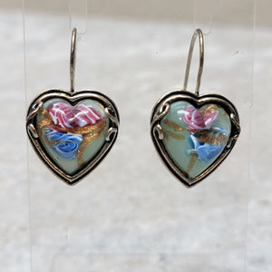 Sterling Silver Murano Glass Heart Earrings