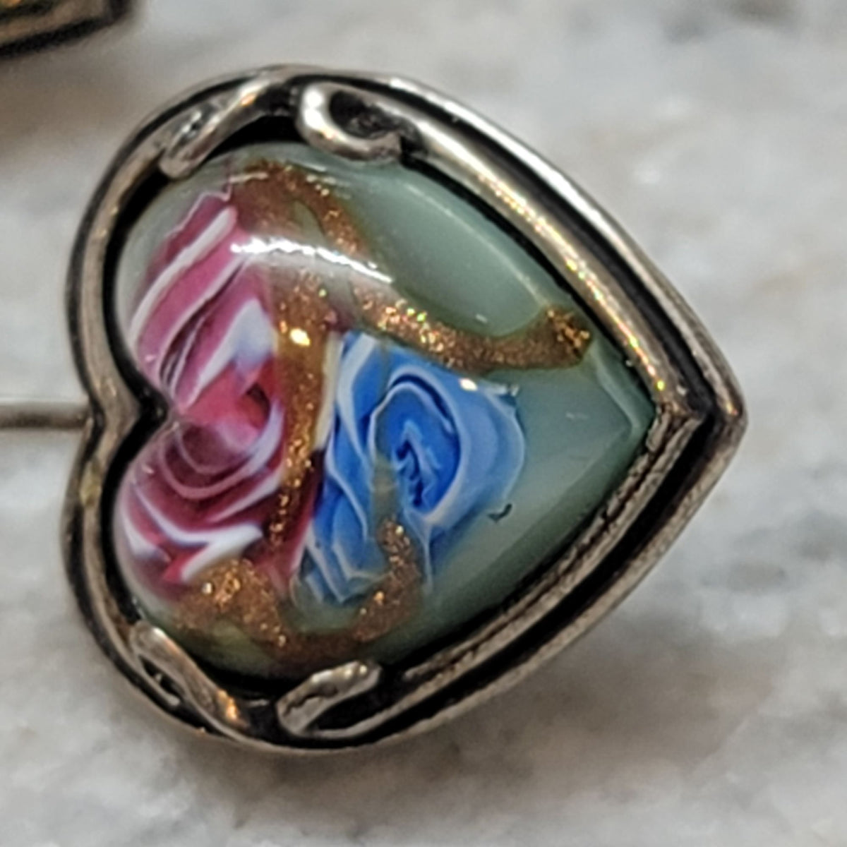 Sterling Silver Murano Glass Heart Earrings