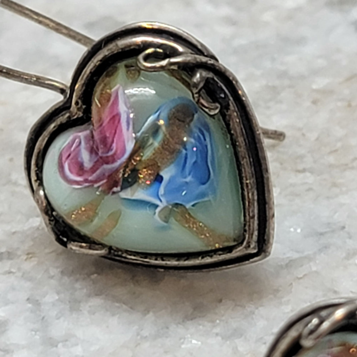 Sterling Silver Murano Glass Heart Earrings