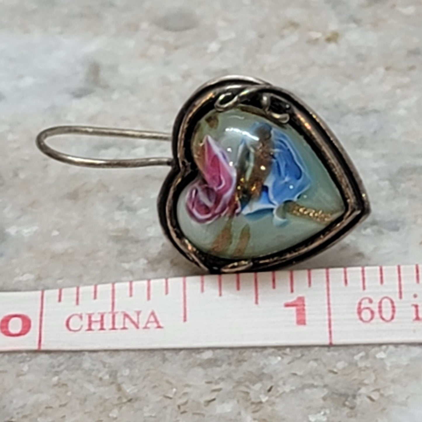 Sterling Silver Murano Glass Heart Earrings