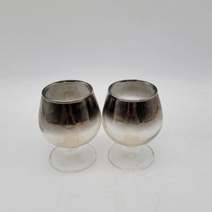Vintage Silver Fade Glass Brandy Snifters Mid-Century Modern Pair