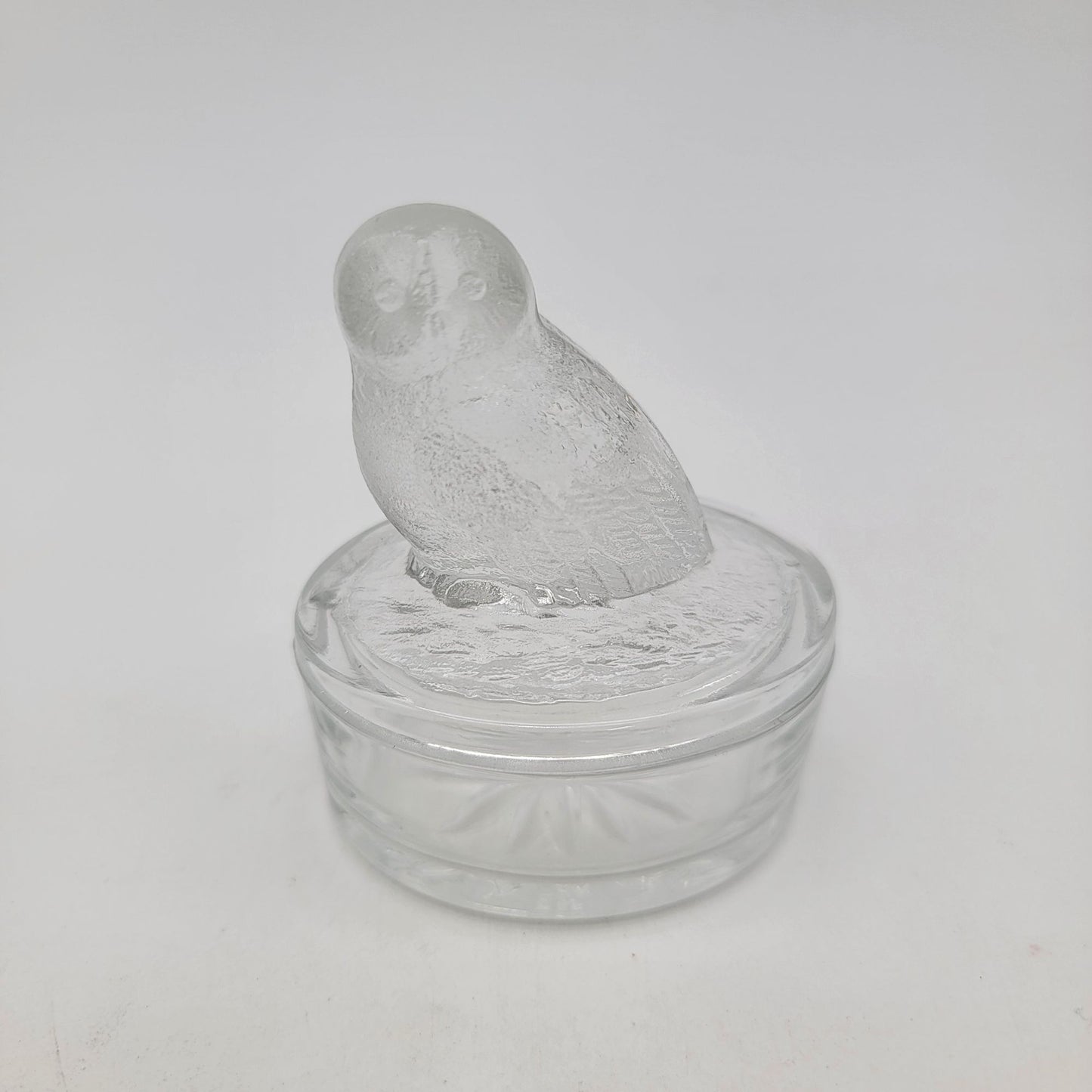 Vintage Luminarc France Glass Owl Trinket Box