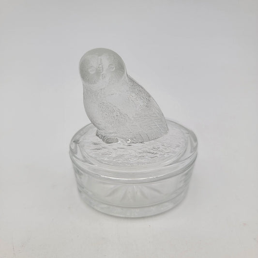 Vintage Luminarc France Glass Owl Trinket Box
