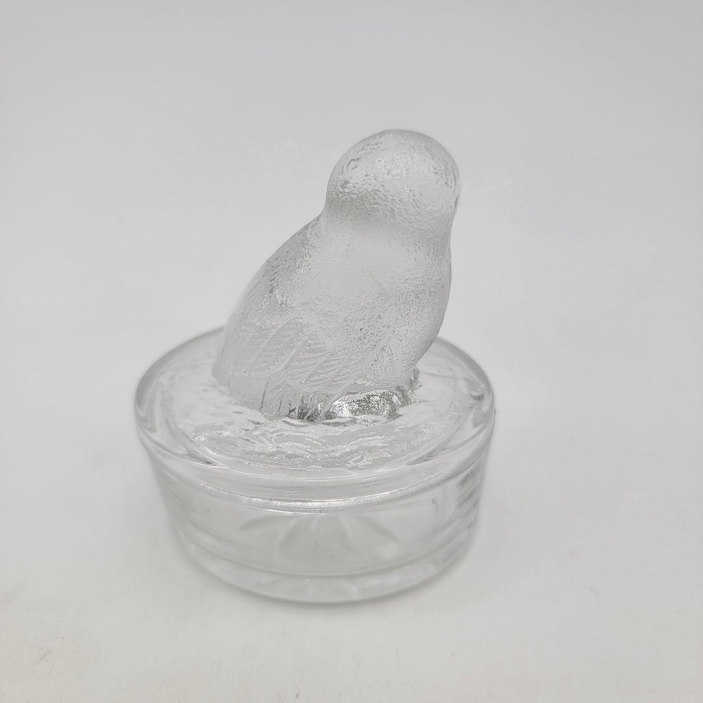 Vintage Luminarc France Glass Owl Trinket Box