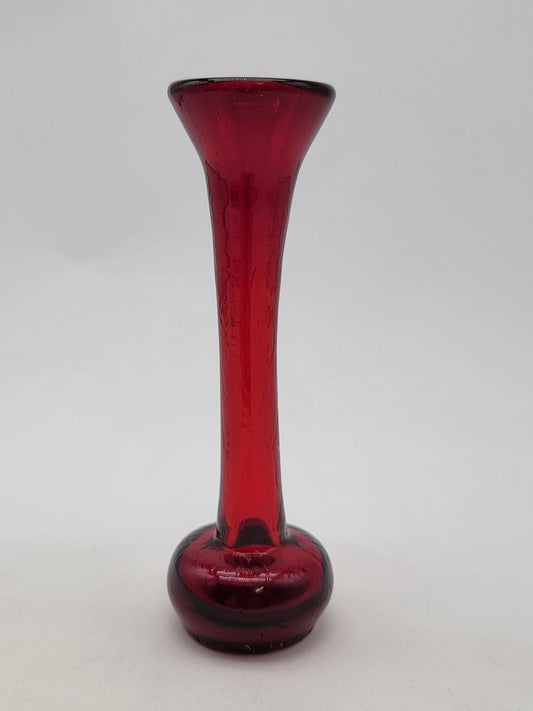 Vintage Mid Century Red Glass Vase