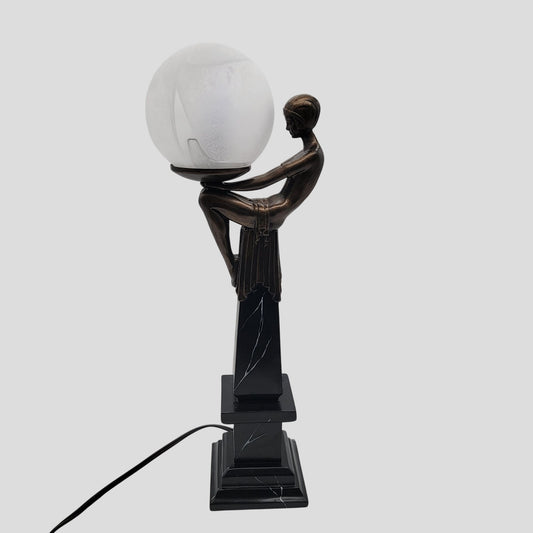 Art Deco Revival Max LeVerrier Style Figural Lamp