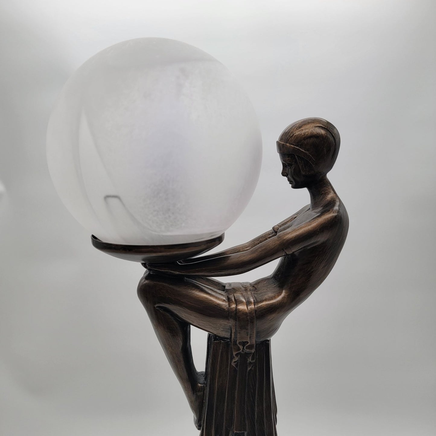 Art Deco Revival Max LeVerrier Style Figural Lamp