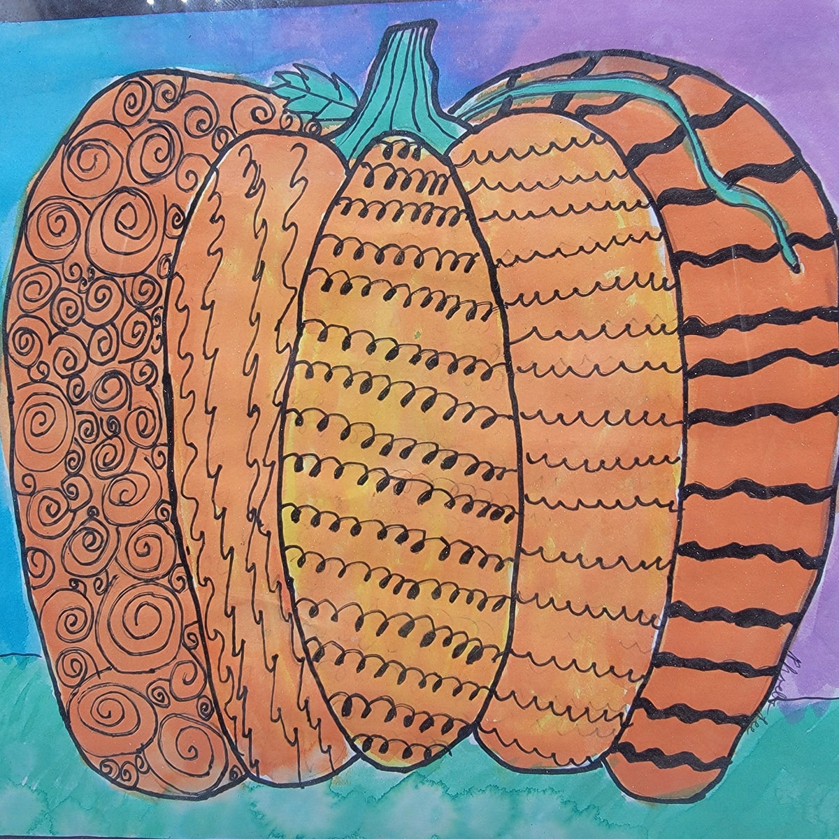 Original Pumpkin Watercolor Art Signed Phoebe Lee
