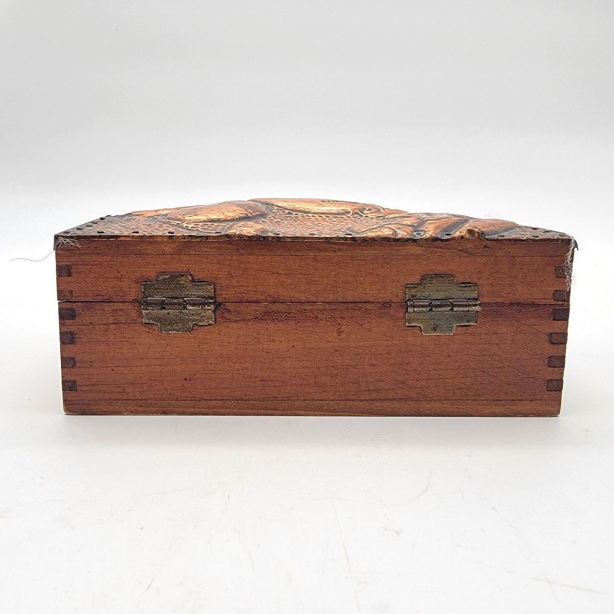 Vintage Hammered Copper Repousse Squirrel Wood Box