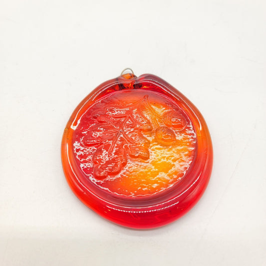 Vintage Blenko Amberina Art Glass Acorn Suncatcher