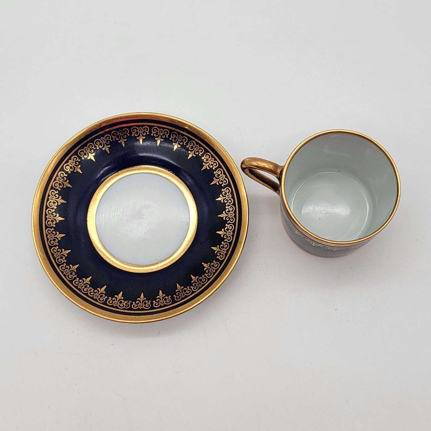 Vintage Limoges France Cobalt Blue & 24K Gold Demitasse Cup & Saucer Andre Prevot