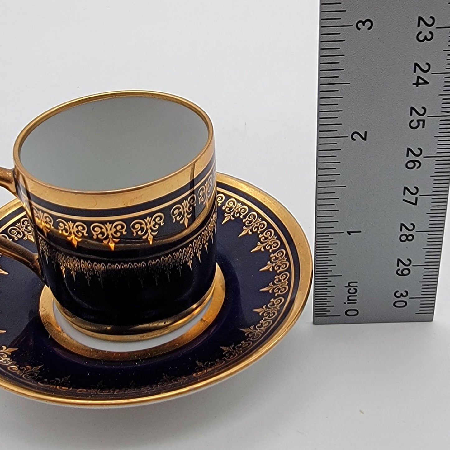 Vintage Limoges France Cobalt Blue & 24K Gold Demitasse Cup & Saucer Andre Prevot
