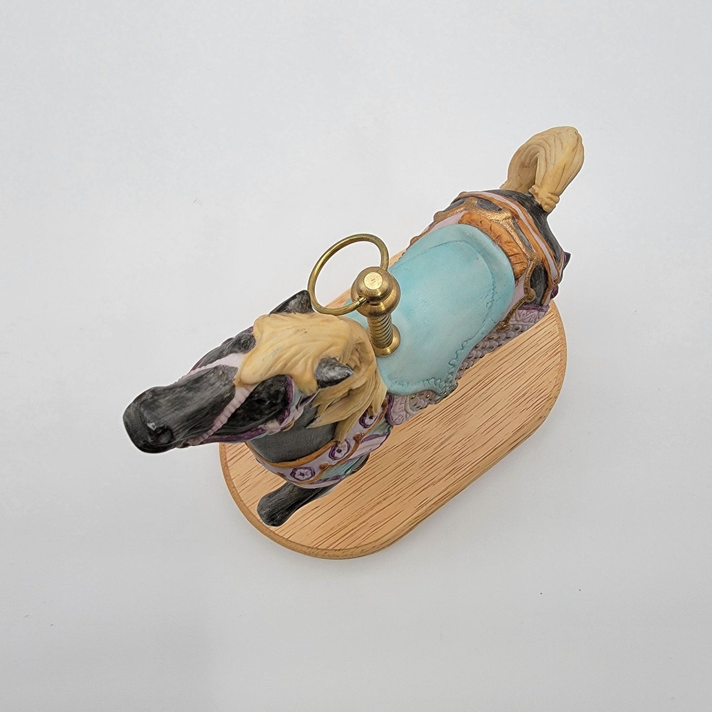 Vintage Porcelain Carousel Black Horse Music Box