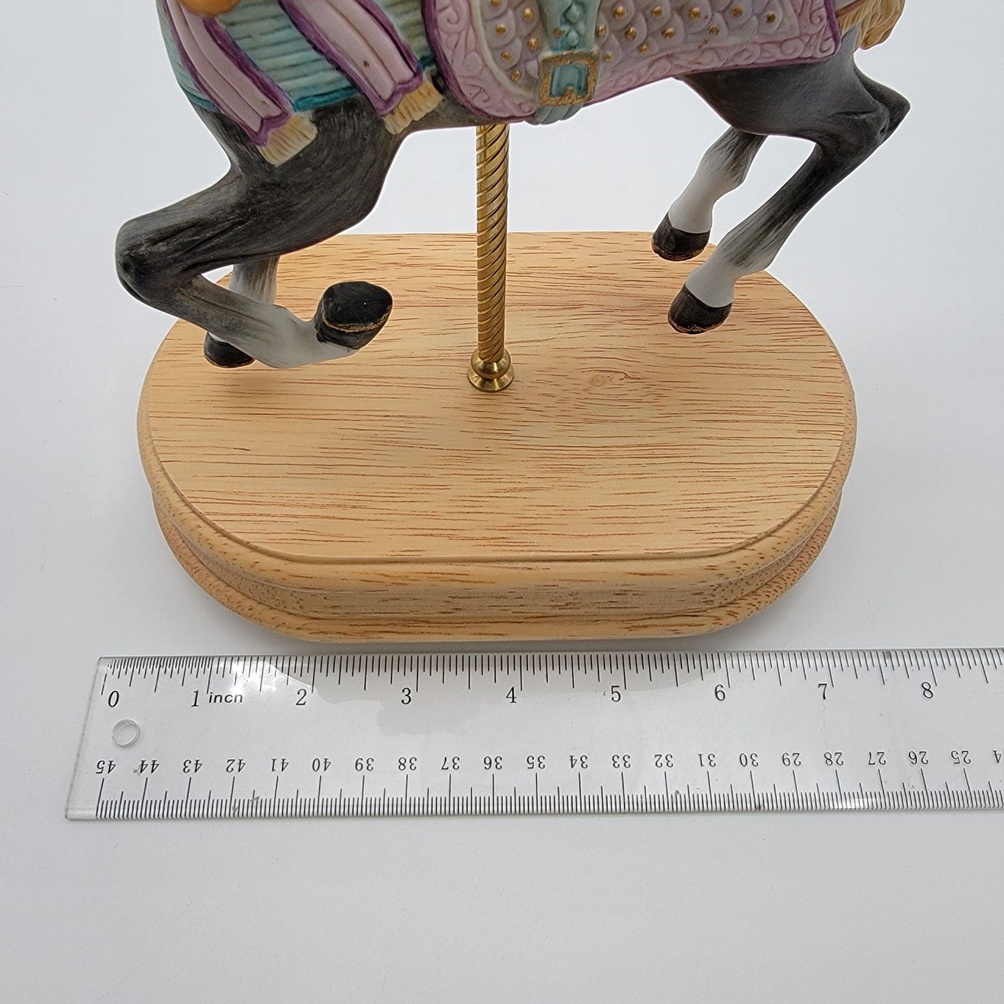 Vintage Porcelain Carousel Black Horse Music Box