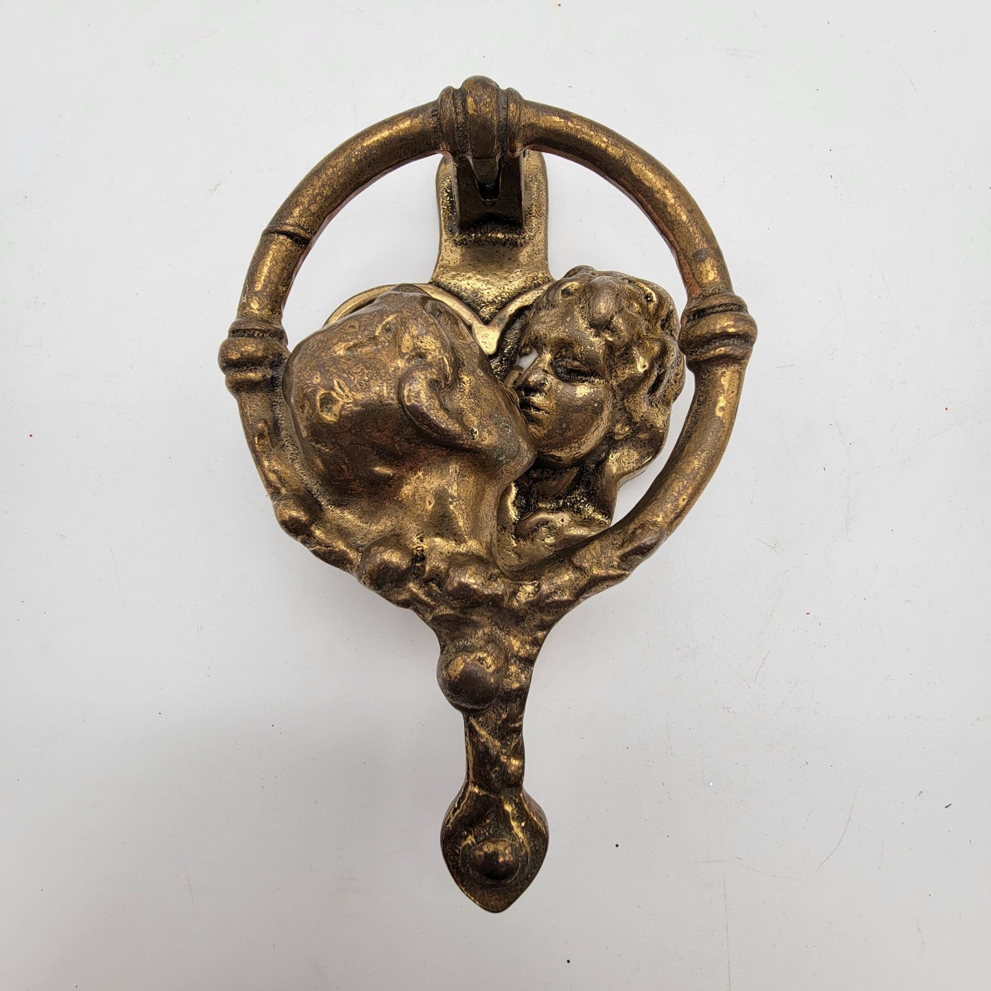 Vintage Brass Kissing Couple Door Knocker