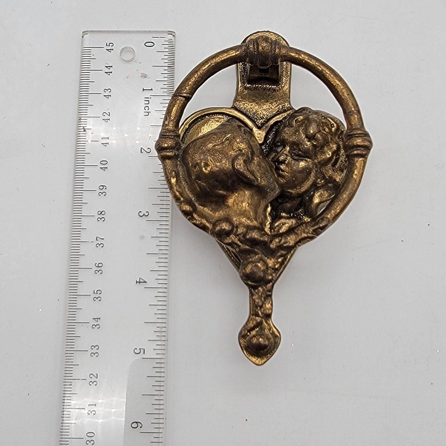 Vintage Brass Kissing Couple Door Knocker