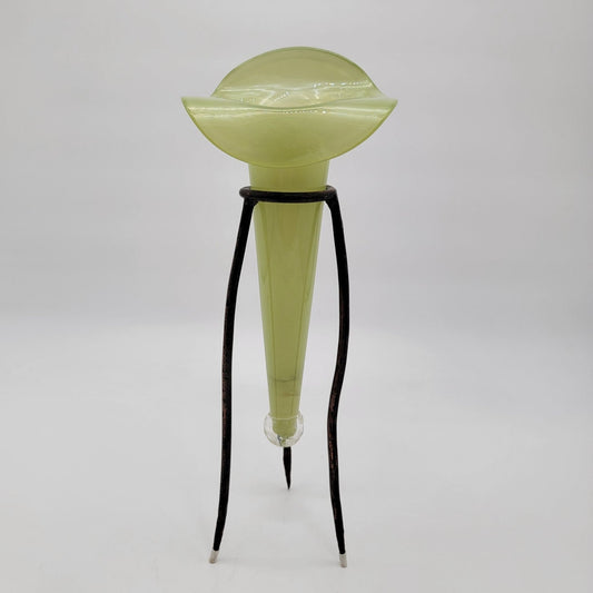 Vintage Jack In The Pulpit Art Glass Epergne With Wrought Iron Stand