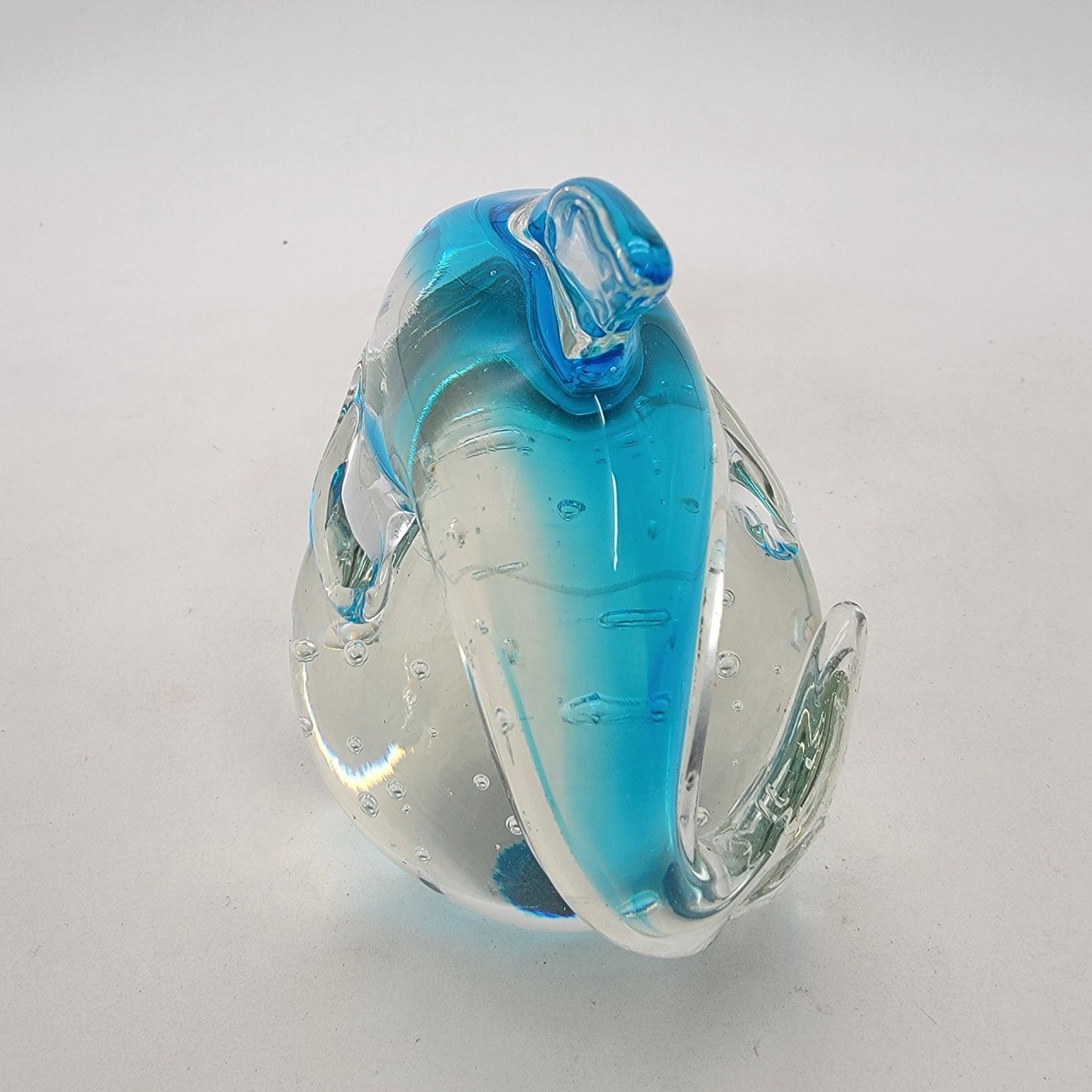 Art Glass Dolphin On Sphere Paperweight With Controlled Bubbles
