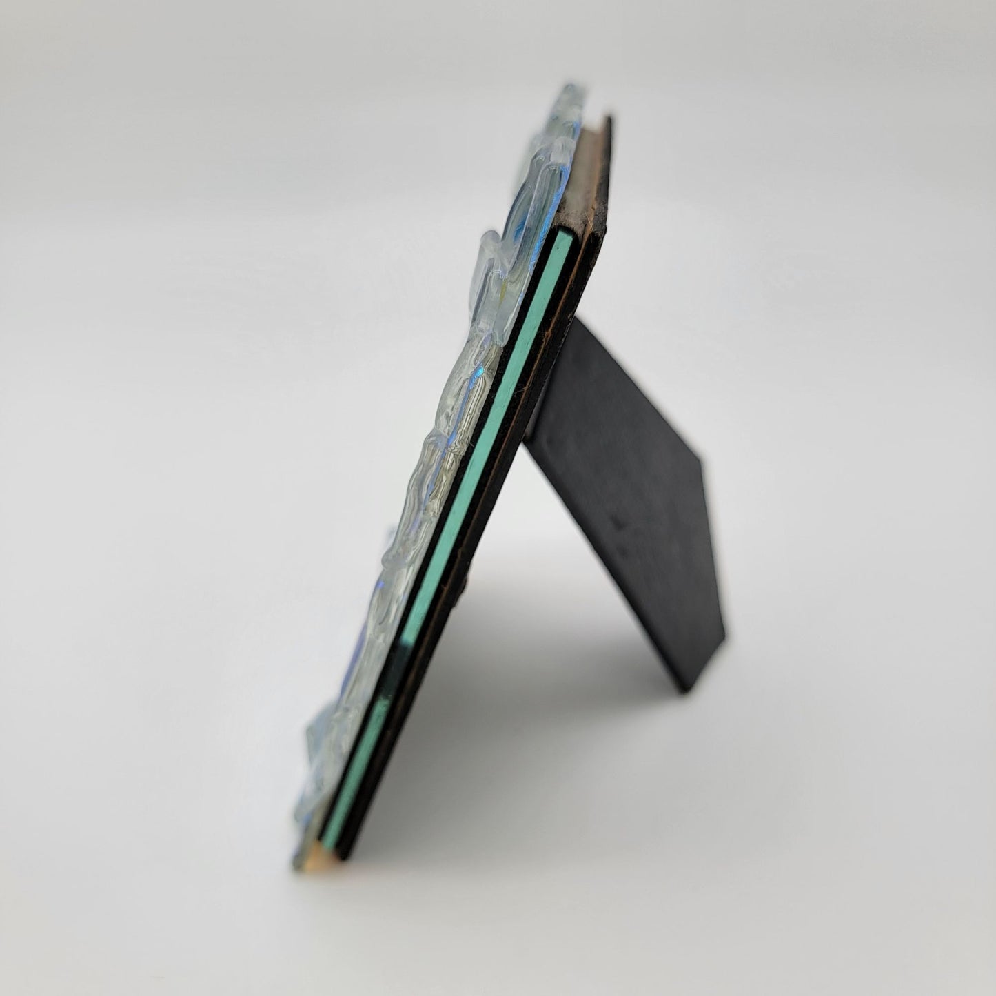 Blue Dichroic Fused Glass Picture Frame