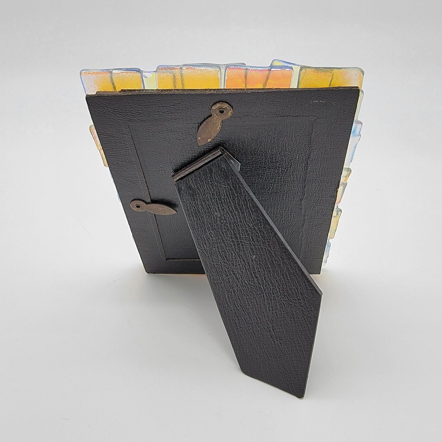 Blue Dichroic Fused Glass Picture Frame