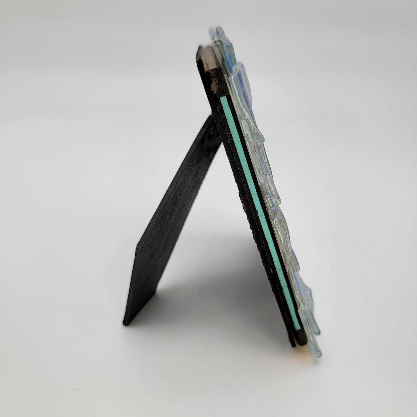 Blue Dichroic Fused Glass Picture Frame