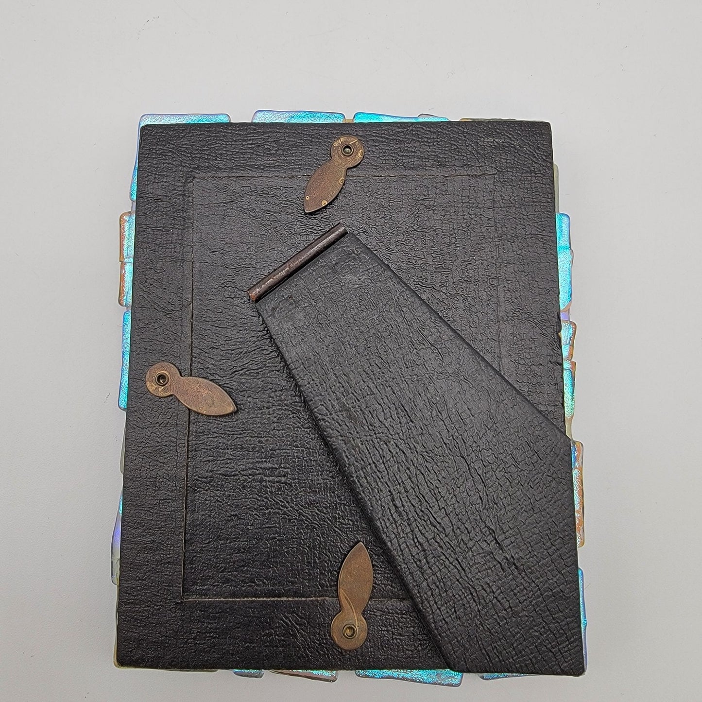 Blue Dichroic Fused Glass Picture Frame