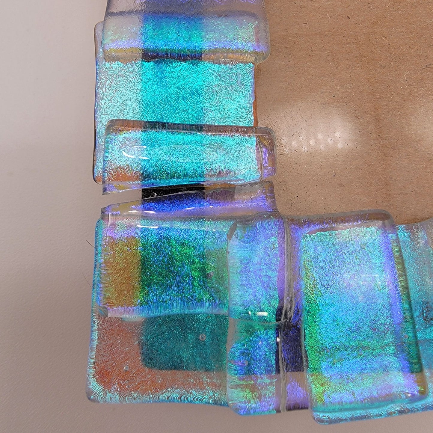 Blue Dichroic Fused Glass Picture Frame