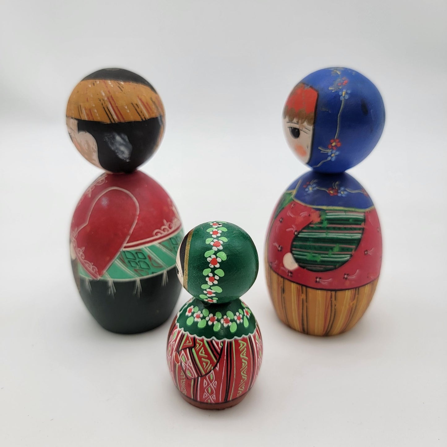 Handcrafted Wooden Russian Dolls Set Of 3 With Hand-Painted Traditional Eastern European Folk Art Design