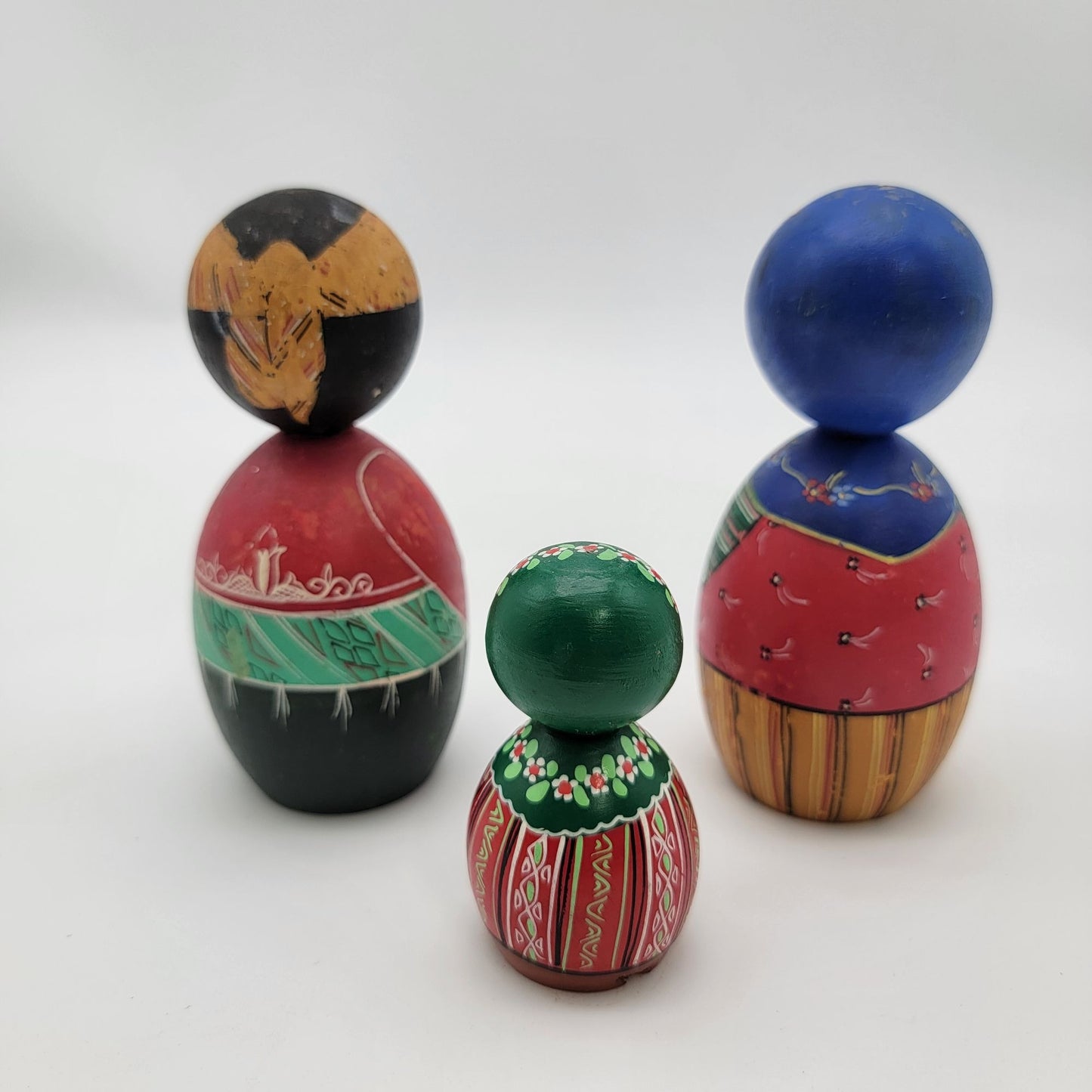 Handcrafted Wooden Russian Dolls Set Of 3 With Hand-Painted Traditional Eastern European Folk Art Design