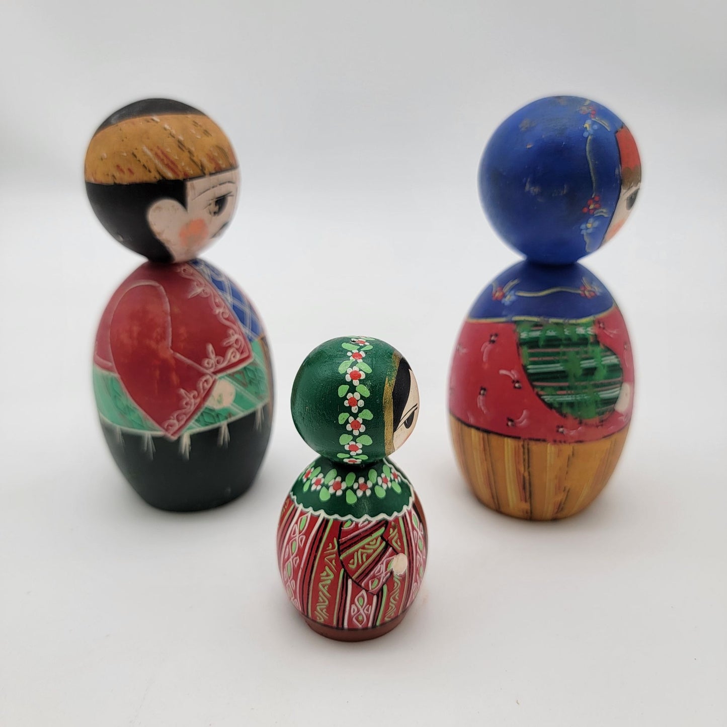 Handcrafted Wooden Russian Dolls Set Of 3 With Hand-Painted Traditional Eastern European Folk Art Design