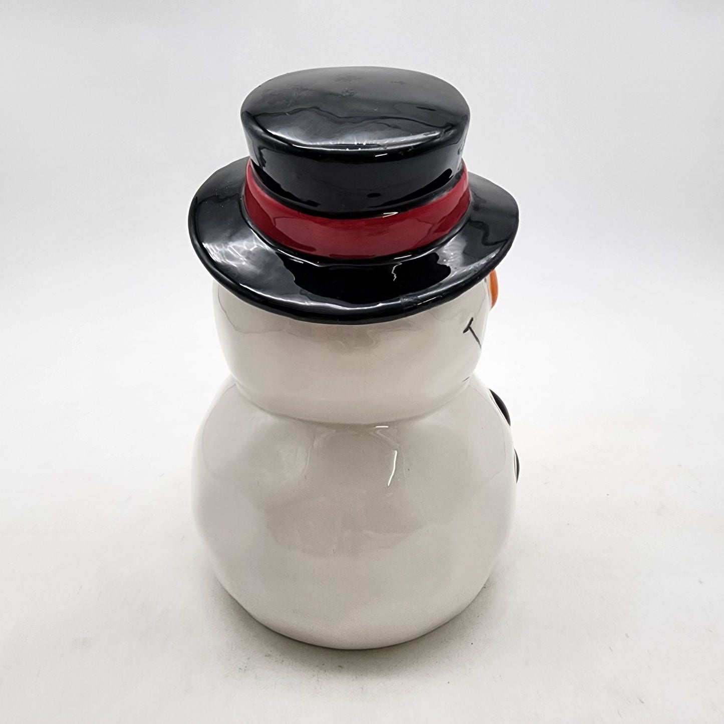 Snowman Cookie Jar With Top Hat & Scarf