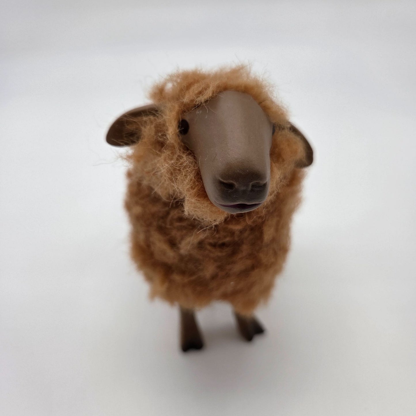 Meier Germany Real Wool Brown Sheep Sculpture Signed