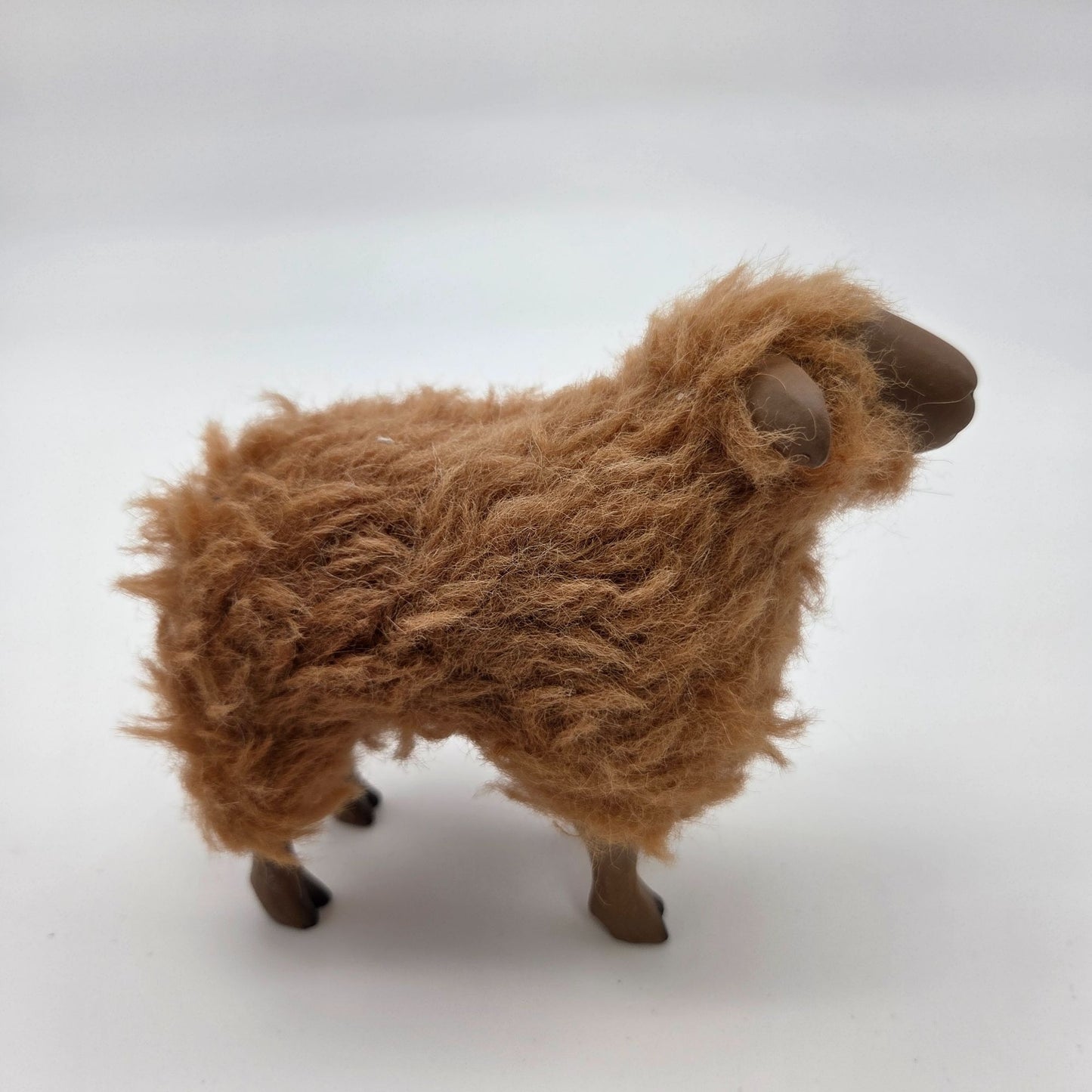 Meier Germany Real Wool Brown Sheep Sculpture Signed