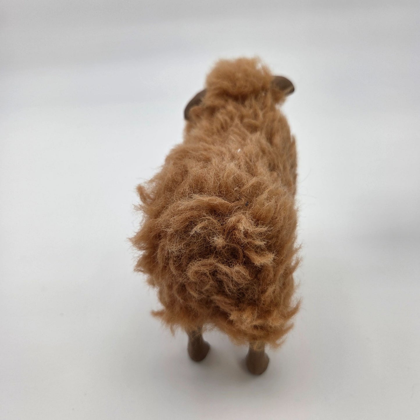 Meier Germany Real Wool Brown Sheep Sculpture Signed