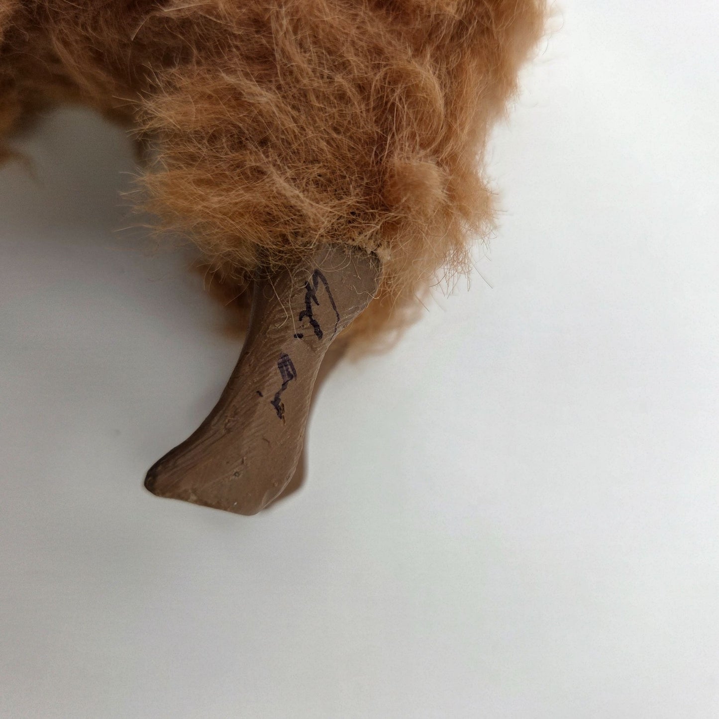 Meier Germany Real Wool Brown Sheep Sculpture Signed