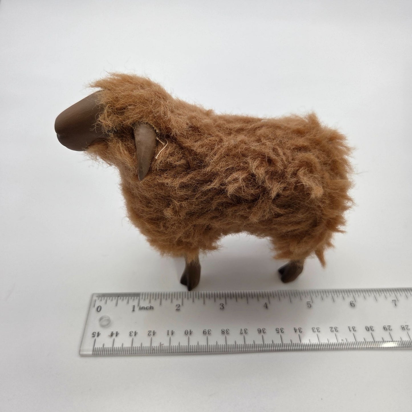 Meier Germany Real Wool Brown Sheep Sculpture Signed