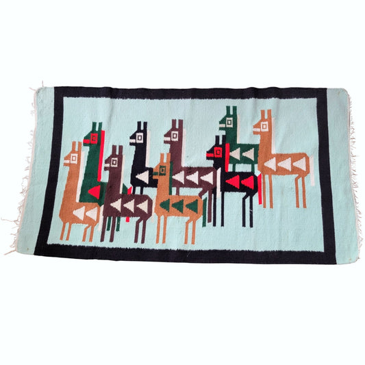 Vintage Peruvian Alpaca Pictorial Kilim Rug